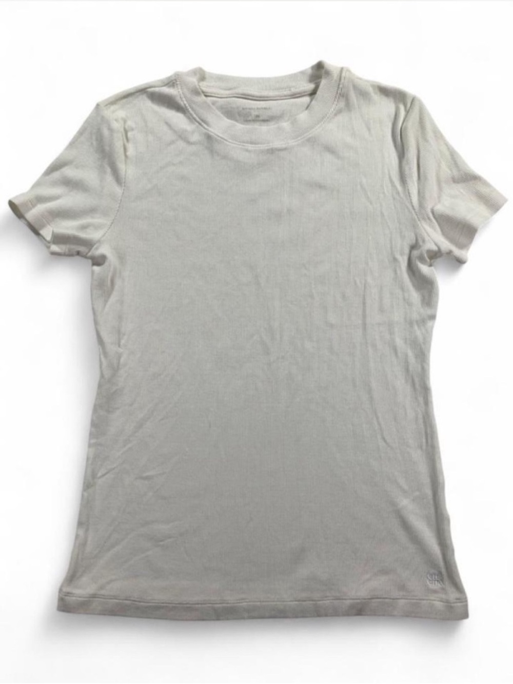 Banana Republic Classic Ribbed Crew Neck Women's Tee White Minimalist Capsule M